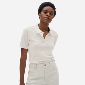 Everlane Organic Cotton Pique XS Polo in Cream